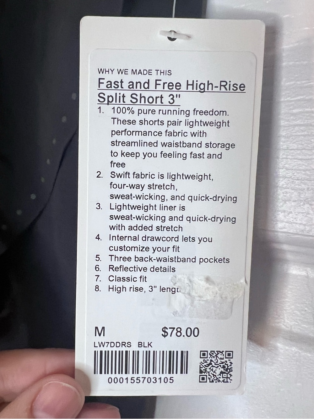 #714 Lululemon NWT Fast and Free High-Rise Classic-Fit Split Short 3” Black M - Picture 3 of 5